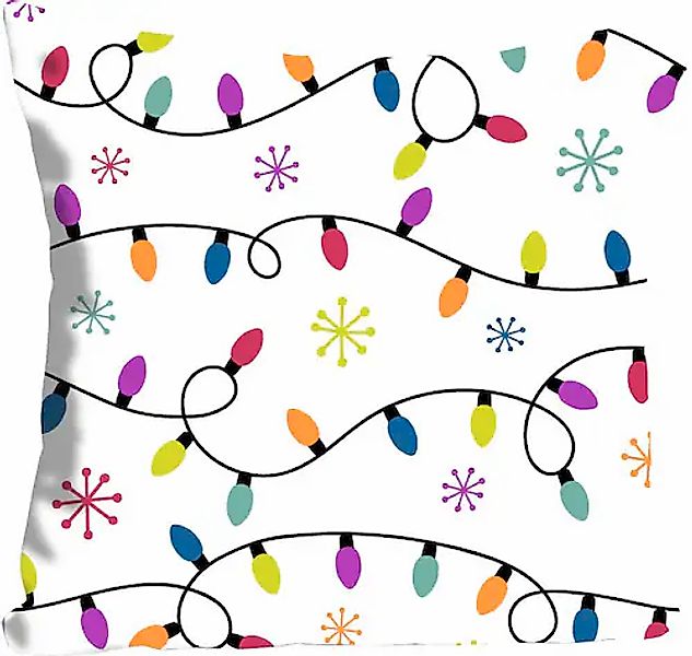queence Dekokissen »Connor«, Kissenhülle,Bunte Lichterkette,Weiß,Weihnachte günstig online kaufen