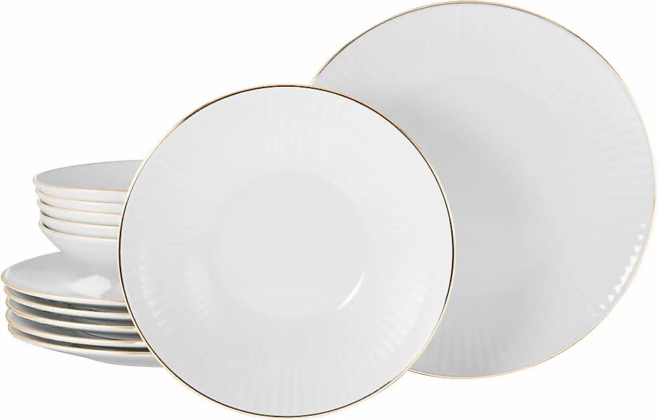 CreaTable Tafelservice "Valencia Gold, Tafel-Service 12-tlg" Teller Set, El günstig online kaufen