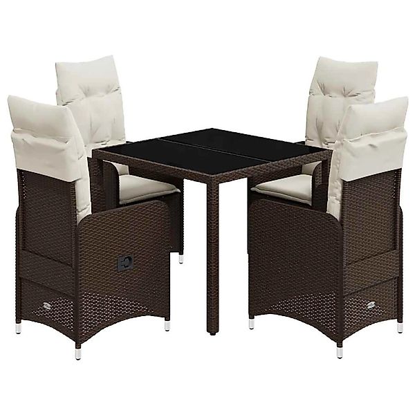 vidaXL 5-Tlg Garten-Bistro-Set mit Kissen Braun Poly Rattan 3277064 günstig online kaufen