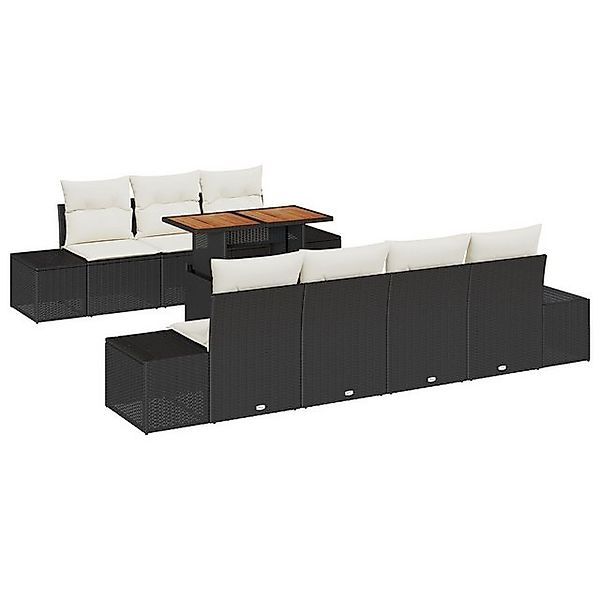 vidaXL Loungesofa 8-teiliges Garten Sofa Set mit Kissen Schwarz Poly-Rattan günstig online kaufen