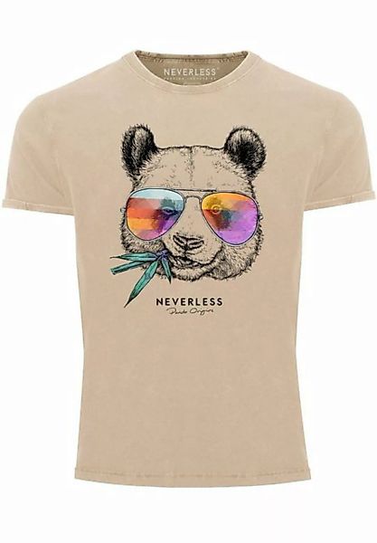 Neverless Print-Shirt Herren Vintage Shirt Panda Bär Aufdruck Tiermotiv Pri günstig online kaufen