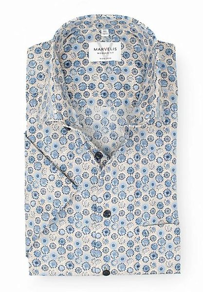 MARVELIS Kurzarmhemd Kurzarmhemd - Modern Fit - Muster - Beige günstig online kaufen