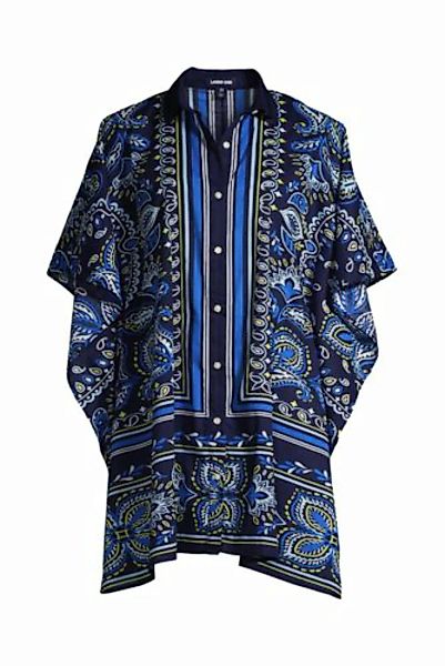 Gemustertes Kaftan-Hemdkleid aus Baumwoll-Popeline, Damen, Größe: L Normal, günstig online kaufen