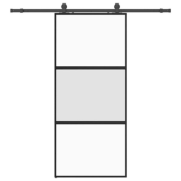 vidaXL Schiebetür mit Beschlag Schwarz 90x205 cm Hartglas 3375878 günstig online kaufen