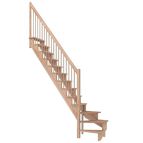 Dolle Raumspartreppe Lyon Buche Holzgeländer 75 cm 1/4-gewendelt U/L FSC® günstig online kaufen