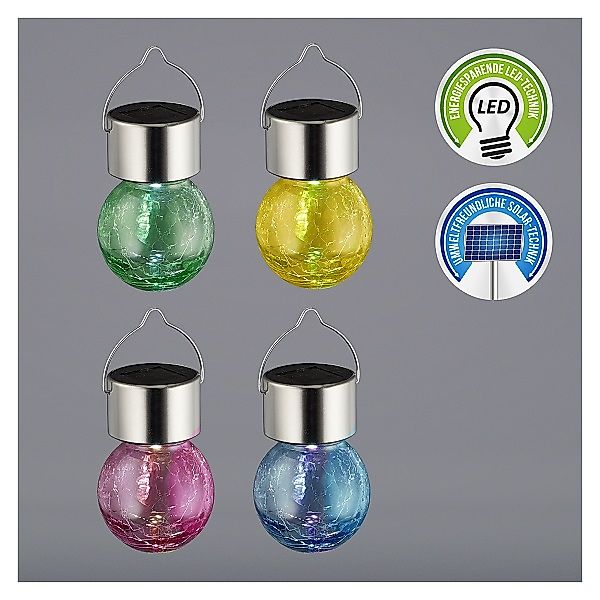 2er Set Outdoor LED Solarleuchte CRACKLE 6x13 Bunt Grün / Gelb / Blau / Ros günstig online kaufen