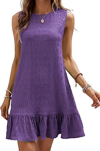 Blusmart Minikleid Feminines Sommer Minikleid (Ärmellos, Rundhals, Falten/B günstig online kaufen