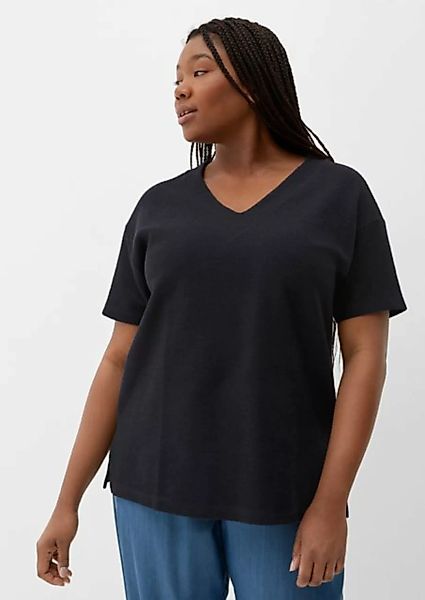TRIANGLE Sweatshirt T-Shirt mit V-Ausschnitt Stickerei günstig online kaufen