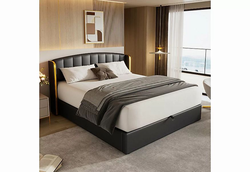 MODFU Polsterbett Hydraulisches Bett (180*200cm), mit goldgerandetes Ohrend günstig online kaufen