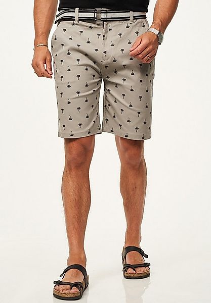 SOULSTAR Chinoshorts für Herren mit Palmenmuster & Gürtel im Regular-Fit Ku günstig online kaufen