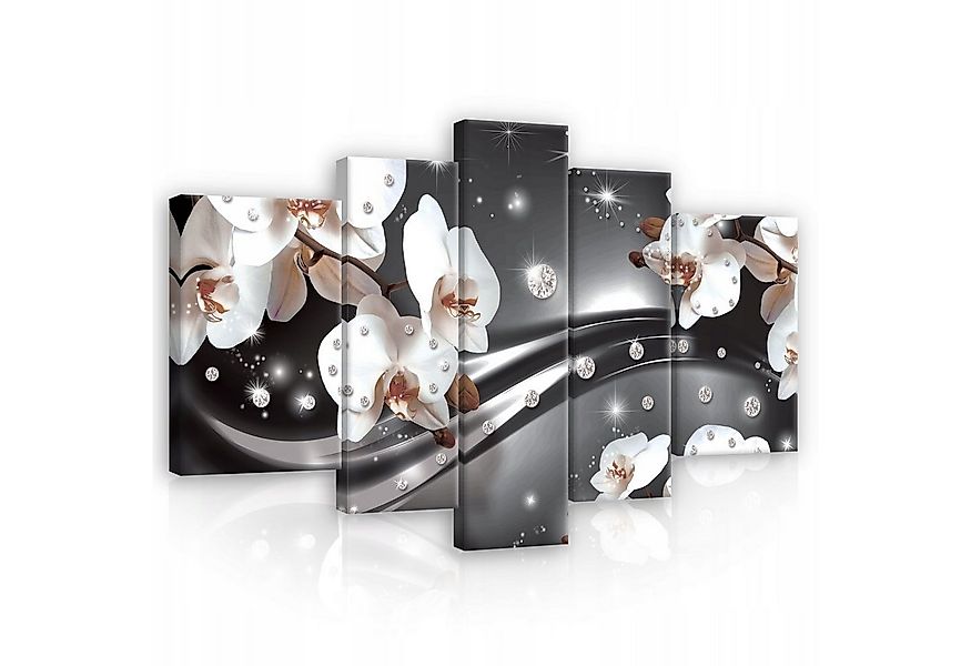 Wallarena Leinwandbild Blumen Abstrakt Grau Set Wandbilder 170x100 cm Groß günstig online kaufen