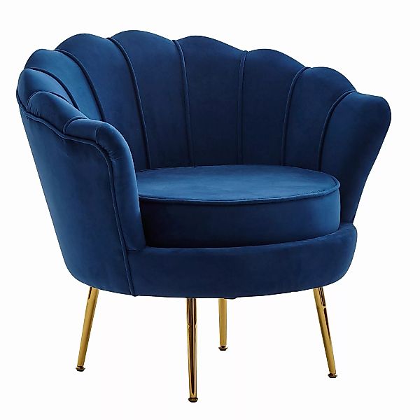 Sessel Tulpe Samt Blau 81 x 77 x 81 cm Design Relaxsessel ohne Hocker | Fer günstig online kaufen