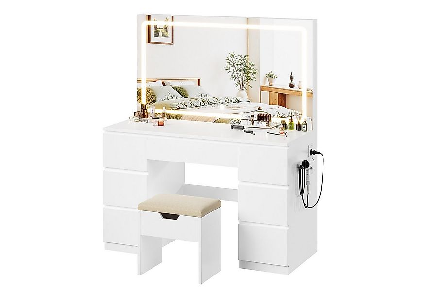 HOMALL Schminktisch Großer Schminktisch, Maße 115/120 x 40 x 140 cm, mit Sc günstig online kaufen