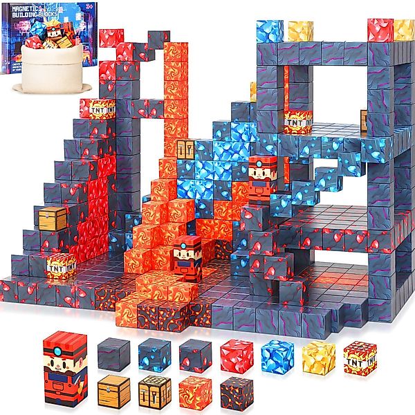 POPOLIC 54-teiliges Konstruktionsspielzeug, Baue ein Magnetwelt-Set günstig online kaufen