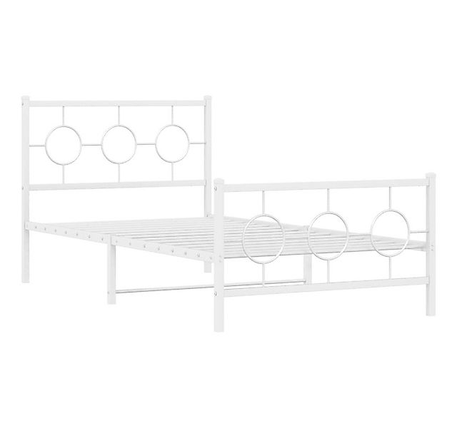 vidaXL Bett Bettgestell mit Kopf- und Fußteil Metall Weiß 100x190 cm günstig online kaufen