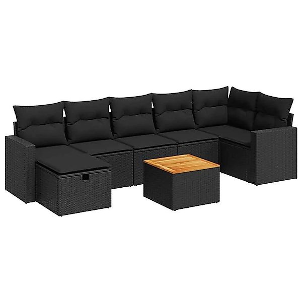 vidaXL 8-Tlg Garten-Sofagarnitur mit Kissen Schwarz Poly Rattan 3325793 günstig online kaufen