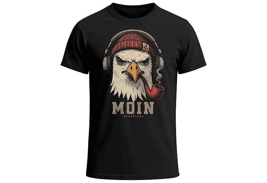 Neverless Print-Shirt Herren T-Shirt Moin Schriftzug Gorilla Möwe Musik Auf günstig online kaufen