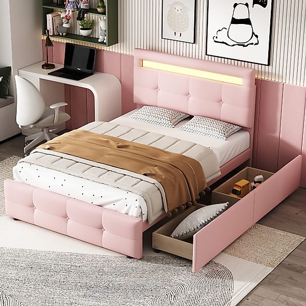 STILVORA Polsterbett 90x200 Kinderbett mit Stauraum günstig online kaufen