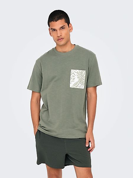 ONLY & SONS Rundhalsshirt "ONSPERRY LIFE REG LEAF POCKETTEE" günstig online kaufen