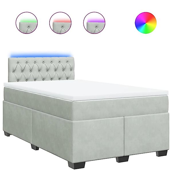 vidaXL Boxspringbett mit Matratze Hellgrau 120x190 cm Samt 3288564 günstig online kaufen