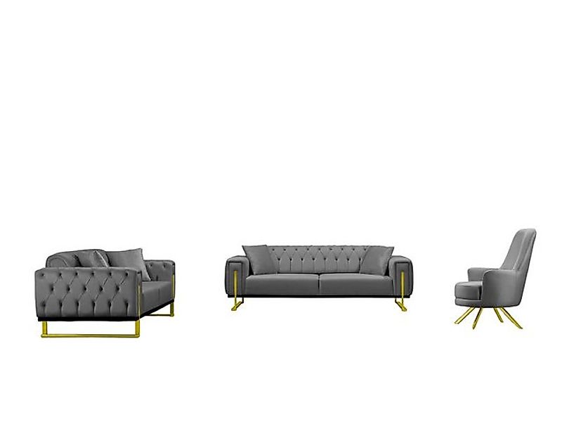 BENEDO MÖBEL Sofa Set Harmonie mit Metall-Kufen in Gold-farben, Spar-Set, 3 günstig online kaufen