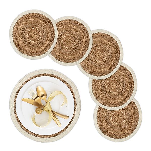 relaxdays Platzset Geflochtene Tischsets 6-teilig günstig online kaufen