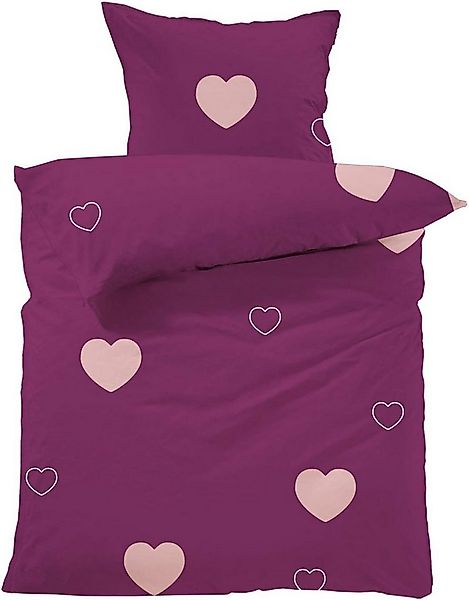 Lavea Bettwäsche Herzen, Set aus 1x 80x80cm Kissenbezug 1x 155x220cm Bettde günstig online kaufen