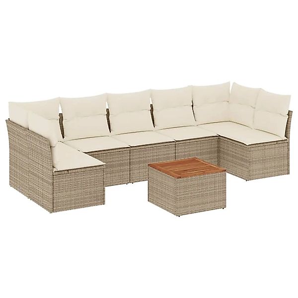 vidaXL 8-Tlg Garten-Sofagarnitur mit Kissen Beige Poly Rattan 3223573 günstig online kaufen