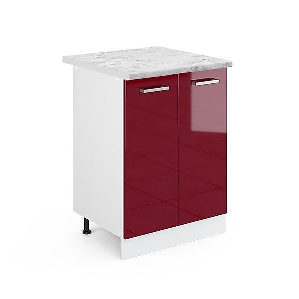 Vicco Küchenunterschrank R-Line Bordeaux Hochglanz/Weiß 60 cm AP Marmor günstig online kaufen