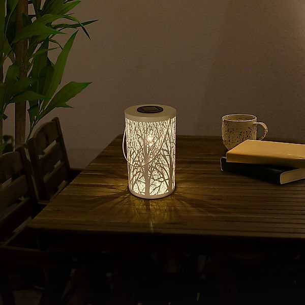 näve LED Solarleuchte "Wald", 1 flammig, rund D: 12cm, H: 20cm, weiß, Waldm günstig online kaufen