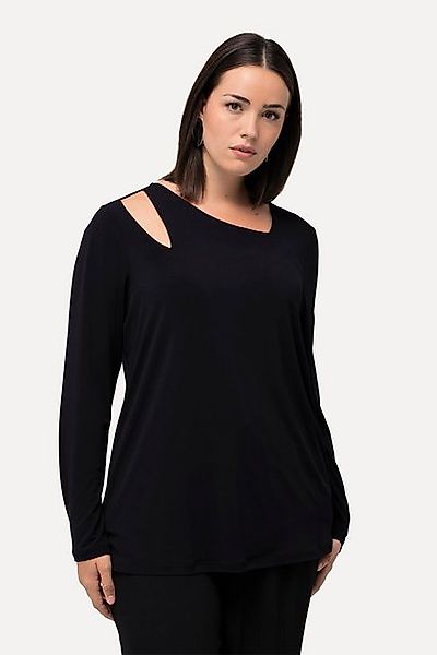 Ulla Popken Longsleeve Shirt Cut-Out asymmetrischer Ausschnitt Langarm günstig online kaufen