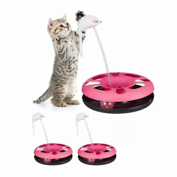 relaxdays 3 x Katzenspielzeug mit Maus pink günstig online kaufen