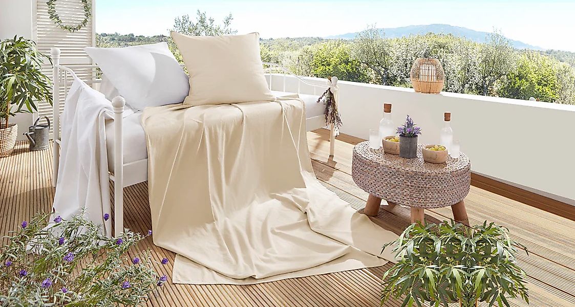Primera Bettwäsche "Summer-Set Stone-Washed, Kissenbezug + Tuch" 2 Stk. tlg günstig online kaufen