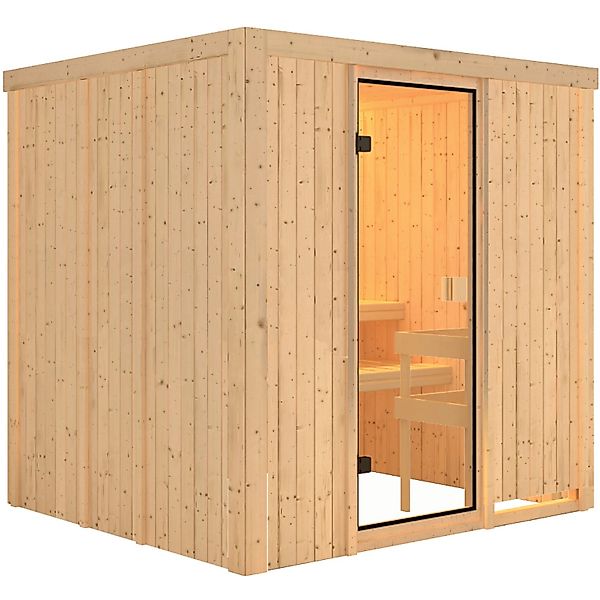 Karibu Sauna Tromsö mit Fronteinstieg, Glastür Bronziert günstig online kaufen