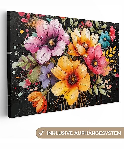 OneMillionCanvasses® Leinwandbild Blumen - Graffiti - günstig online kaufen