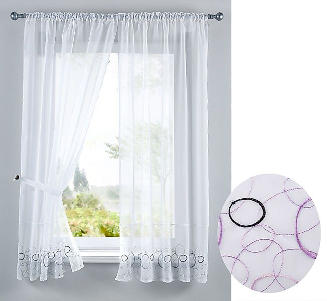 Gardinenbox Gardine (2 St), Stangendurchzug, transparent, Voile, AURA Stick günstig online kaufen
