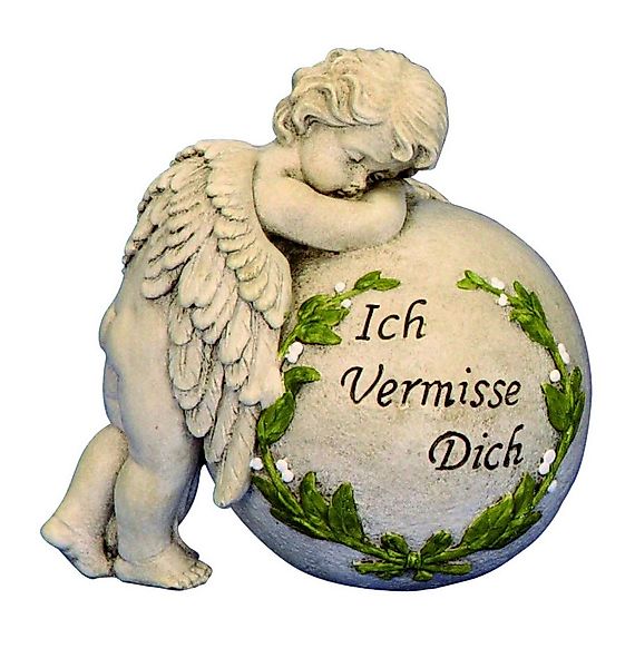 MF Gartenfigur Engel auf Kugel Ich vermisse Dich 19,5 cm Dekorative Trauerf günstig online kaufen