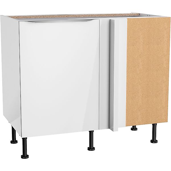 Optifit Küchen-Eck-Unterschrank Arvid986 100/65x 87x 58,4cm Weiß Glanz Weiß günstig online kaufen