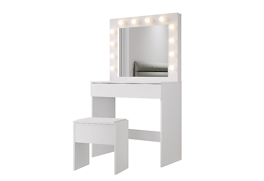 SONNI Schminktisch Schwarz/Weiß, mit LED-Beleuchtung, 80x40x140cm,3 Lichtmo günstig online kaufen