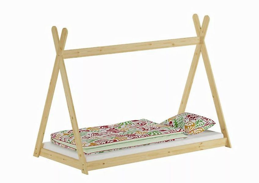 ERST-HOLZ Bett Kinderbett Spielbett Tipi Bett 90x200 Kiefer massiv, Kieferf günstig online kaufen