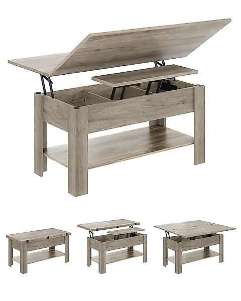 Aunfebrco Couchtisch 3-in-1-Multifunktionstisch mit Verstecktem Stauraum, günstig online kaufen