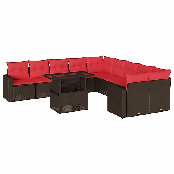 vidaXL 11-Tlg Gartensofa-Set mit Kissen Braun Polyrattan 3267544 günstig online kaufen