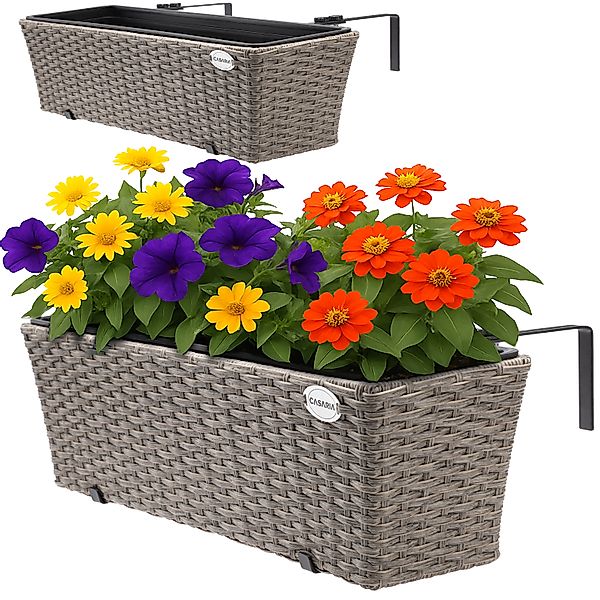 Casaria Blumenkasten, 2er Set 11 Liter Montagehalterung indoor outdoor Gelä günstig online kaufen