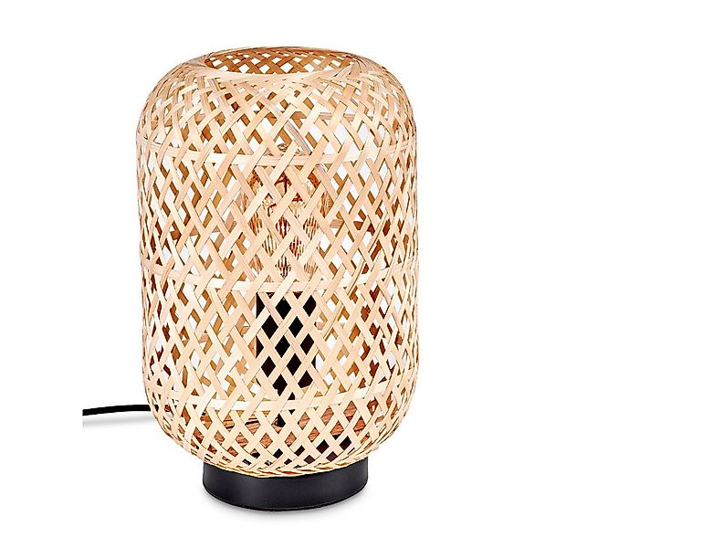hofstein Tischleuchte moderne Boho Tischlampe aus Metall/Bambus in Schwarz/ günstig online kaufen