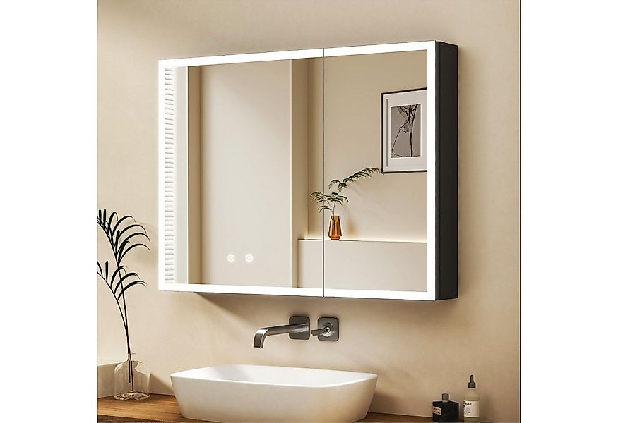 WDWRITTI Badezimmerspiegelschrank mit Beleuchtung 80 x 60 cm, Spiegelschran günstig online kaufen