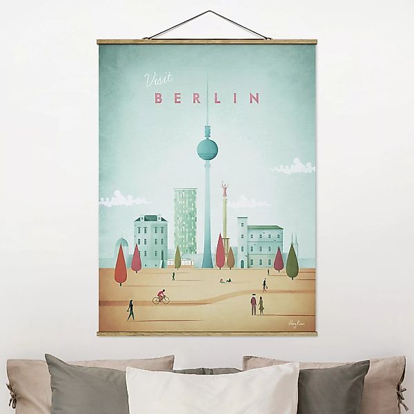 Stoffbild Architektur mit Posterleisten - Hochformat Reiseposter - Berlin günstig online kaufen