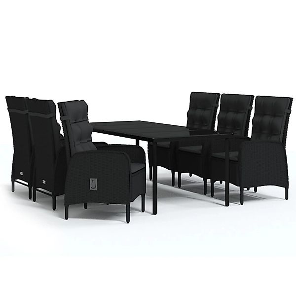 vidaXL 7-Tlg Garten-Essgruppe mit Kissen Schwarz 3099357 günstig online kaufen