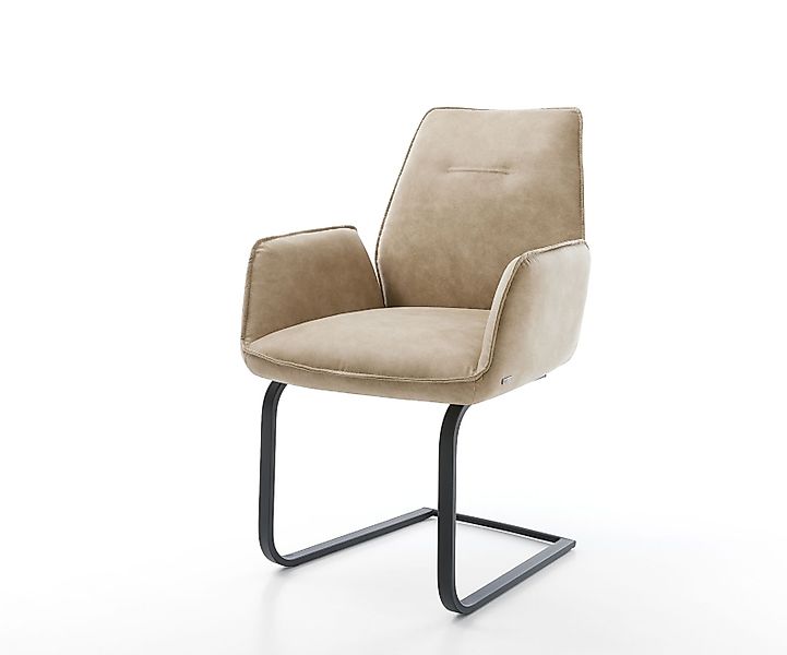 Freischwinger Zoa-Flex Mikrofaser Beige Vintage Freischwinger flach Schwarz günstig online kaufen