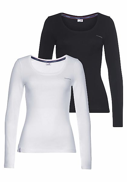 KangaROOS Langarmshirt, 2 Stk. Langarm, unifarben oder meliert, Rundhalsaus günstig online kaufen