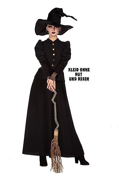 Karneval-Klamotten Hexen-Kostüm Damen klassisches lang schwarz hochwertig, günstig online kaufen